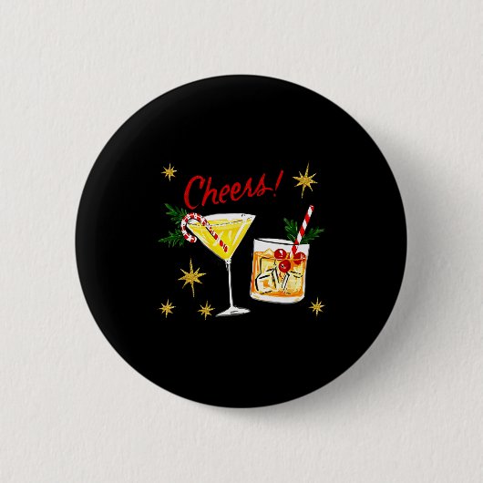 Full Of Holiday Srit Cheers Martini Christmas Drin Button (Vorderseite)