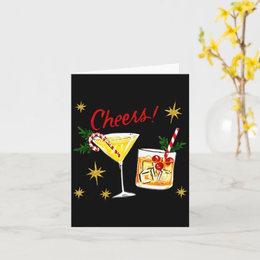 Full Of Holiday Srit Cheers Martini Christmas Drin Karte (Gelbe Blume)