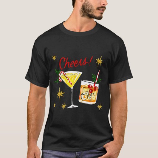 Full Of Holiday Srit Cheers Martini Christmas Drin T-Shirt (Vorderseite)