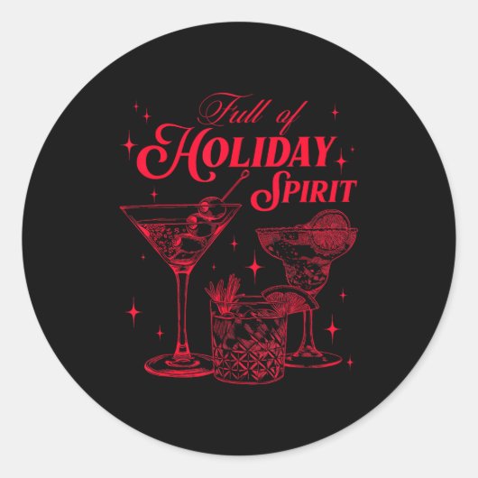 Full Of Holiday Srit Christmas Drinking Retro Tail Runder Aufkleber (Vorderseite)