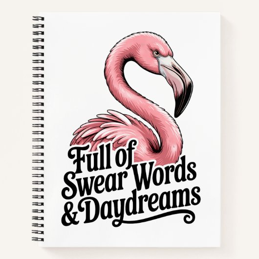 Full of Swear Words and Daydreams Funny Flamingo Notizblock (Vorderseite)