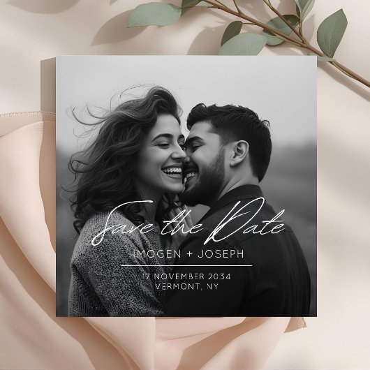 Full Photo Chic Flat Wedding Save The Date Card