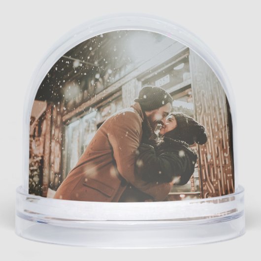 Full Photo Custom Christmas Greetings Elegant Schneekugeln (Vorderseite)