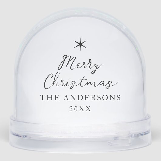 Full Photo Custom Christmas Greetings Elegant Schneekugeln (Rückseite)