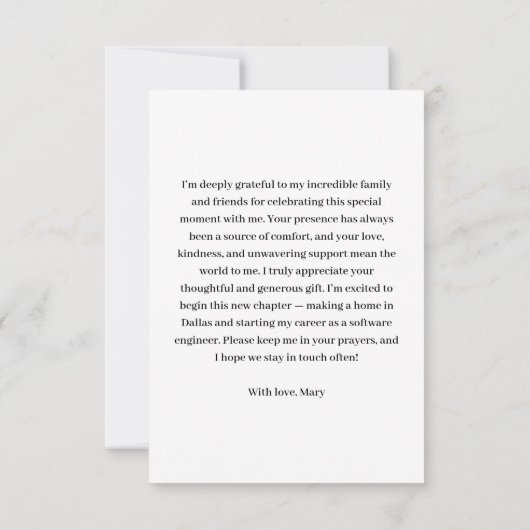 Full photo High School Graduation Dankeskarte (Rückseite)