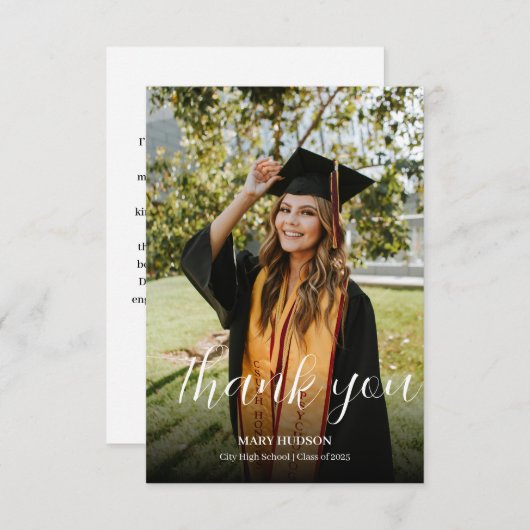 Full photo High School Graduation Dankeskarte (Vorne/Hinten)