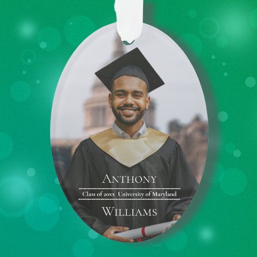 Full Photo Minimalist Graduation Oval Ornament