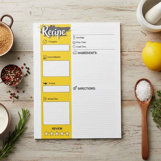 Full Size Cooking Papers | Blank Recipe Pages  Notizblock