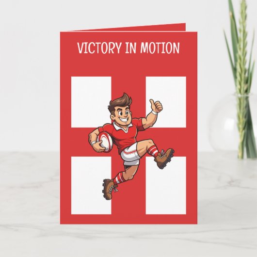 Full Sprint Victory Cheerful Rugby Hero Karte (Vorderseite)