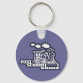 "Full steam ahead" blue grey train keychain Schlüsselanhänger (Rückseite)