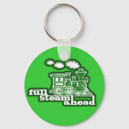 "Full steam ahead" bright green train keychain Schlüsselanhänger