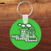 "Full steam ahead" bright green train keychain Schlüsselanhänger (Vorderseite)