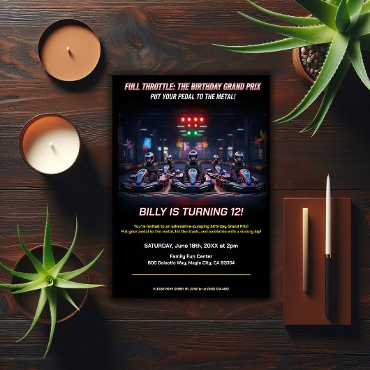 Full Throttle Racing Birthday Party Einladung