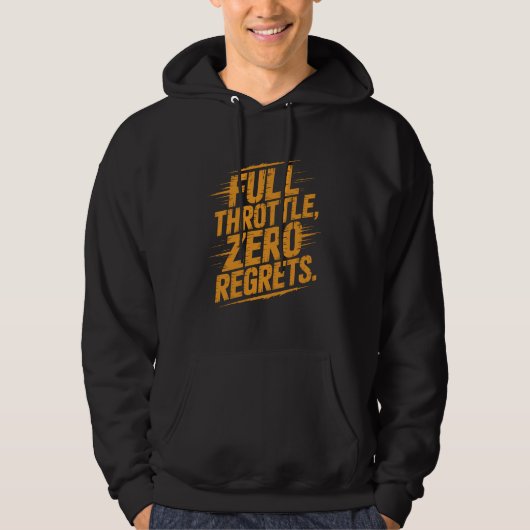 Full Throttle Zero Regrets Distressed Typography Hoodie (Vorderseite)