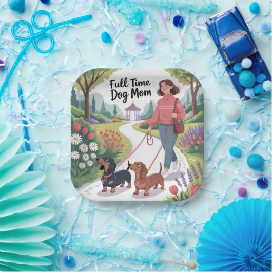 Full Time Dachshund Dog Mom Pappteller (Party)