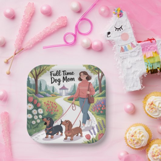 Full Time Dachshund Dog Mom Pappteller (Party)