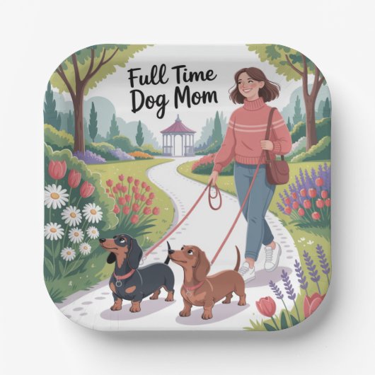 Full Time Dachshund Dog Mom Pappteller (Vorderseite)