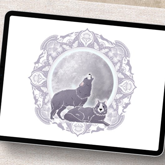 Full Wolf Moon | January Moon Illustration Poster