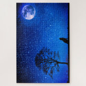 Full Wolf Moon Puzzle Starry Blue Night Sky (Vertikal)