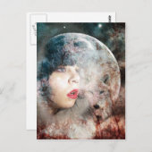 Full Wolfs Moon Rising Postkarte (Vorne/Hinten)