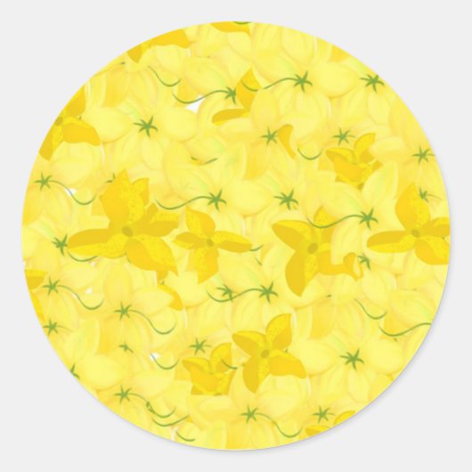 Full Yellow Floral Blast Runder Aufkleber (Vorderseite)