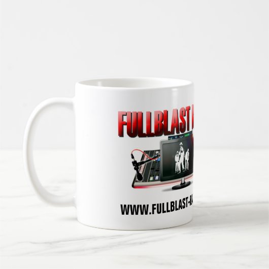 Fullblast weiße RadioTasse Kaffeetasse (Links)