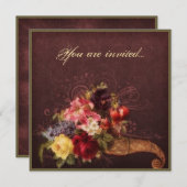 Fülle-Blumenstrauß Einladung (Vorne/Hinten)