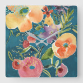 Fülle Florals I Quadratische Wanduhr (Vorderseite)