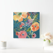 Fülle Florals I Quadratische Wanduhr (Zuhause)