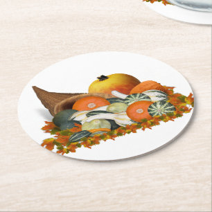 Fülle Kürbis Thanksgiving Runder Pappuntersetzer