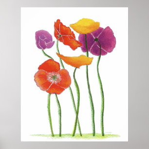 Fülle Poppies Aquarellmalerei Poster