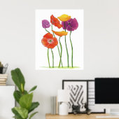 Fülle Poppies Aquarellmalerei Poster (Heimbüro)