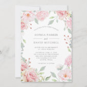 Fülle Rose | Elegante Rosa Blumenhochzeit Einladung (Vorderseite)