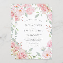 Fülle Rose | Elegante Rosa Blumenhochzeit Einladung