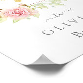 Fülle Rose | Elegante rosa Blumentaufen Poster (Ecke)