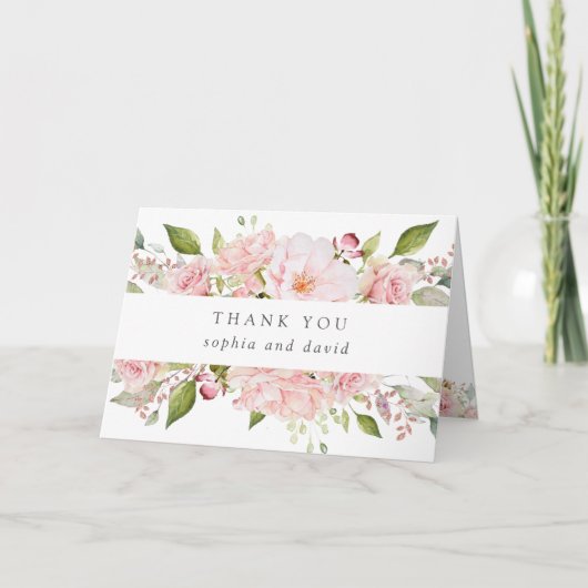 Fülle Rose | Floral Wedding White Vielen Dank Dankeskarte (Vorderseite)