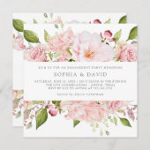 Fülle Rose | Pink Floral Engagement Party Einladung (Vorne/Hinten)