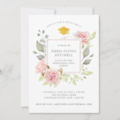 Fülle Rose | Pink Floral Graduation Party Einladung (Vorderseite)