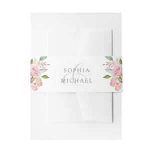 Fülle Rose Rosa Blume auf der Weißen Hochzeit Einladungsbanderole