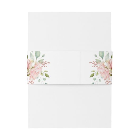 Fülle Rose | Rosa Blume auf der Weißen Hochzeit Einladungsbanderole (Rückseitenbeispiel)