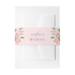 Fülle Rose Rosa Blume Hochzeit Einladungsbanderole