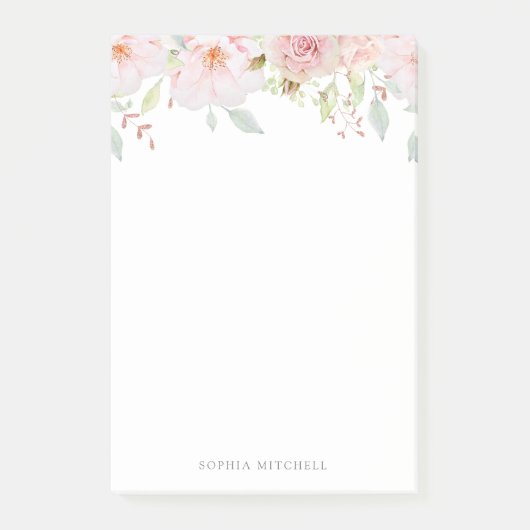 Fülle Rose | Trendrosa Wasserfarbe Post-it Klebezettel (Vorderseite)