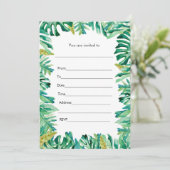 Füllen botanisches Aquarell gemalte Einladung aus (Stehend Vorderseite)
