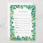 Füllen botanisches Aquarell gemalte Einladung aus (Vorne/Hinten)