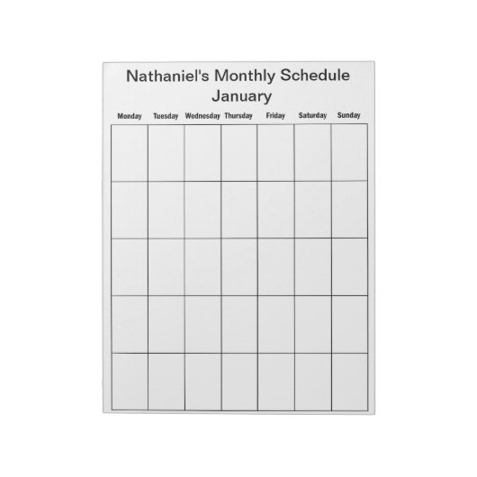 Füllen Sie das Kalenderdiagramm im Notepad aus. Notizblock (Rotiert)