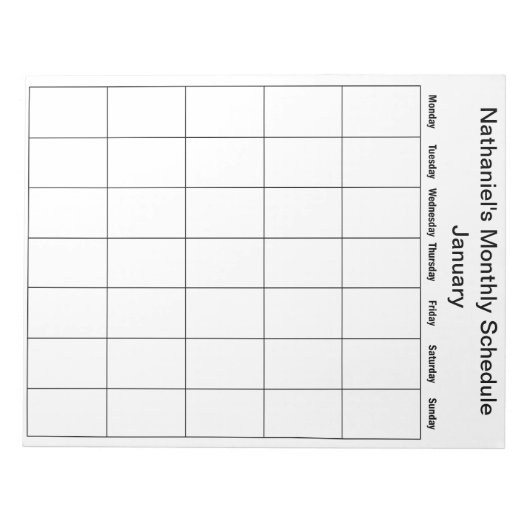 Füllen Sie das Kalenderdiagramm im Notepad aus. Notizblock (Vorderseite)