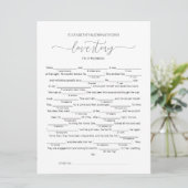 Füllen Sie das Liebe Story Brautparty-Spiel aus. Einladung (Stehend Vorderseite)