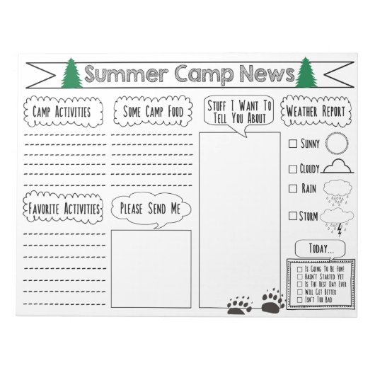 Füllen Sie den Camp Letter Summer Camp Stationary Notizblock (Vorderseite)