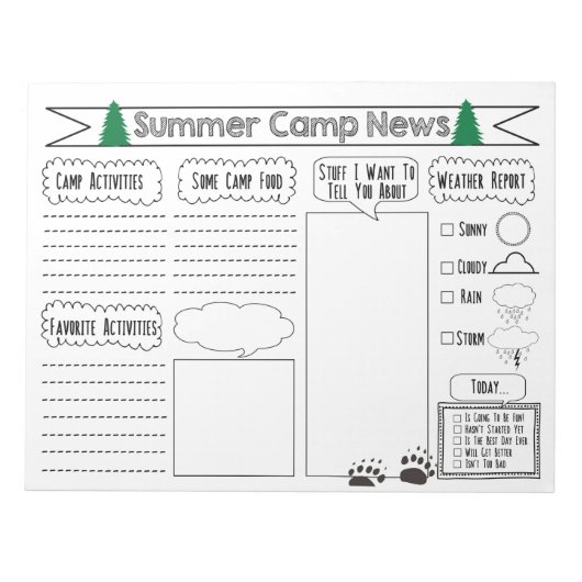 Füllen Sie den Summer Camp Letter aus Notizblock (Vorderseite)