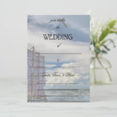 Füllen Sie die Blanker-Ozean-Hochzeitseinladung au Einladung (Stehend Vorderseite)